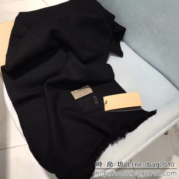 BURBERRY巴寶莉 經典男士爆款 黑灰羊絨圍巾 LLWJ6782